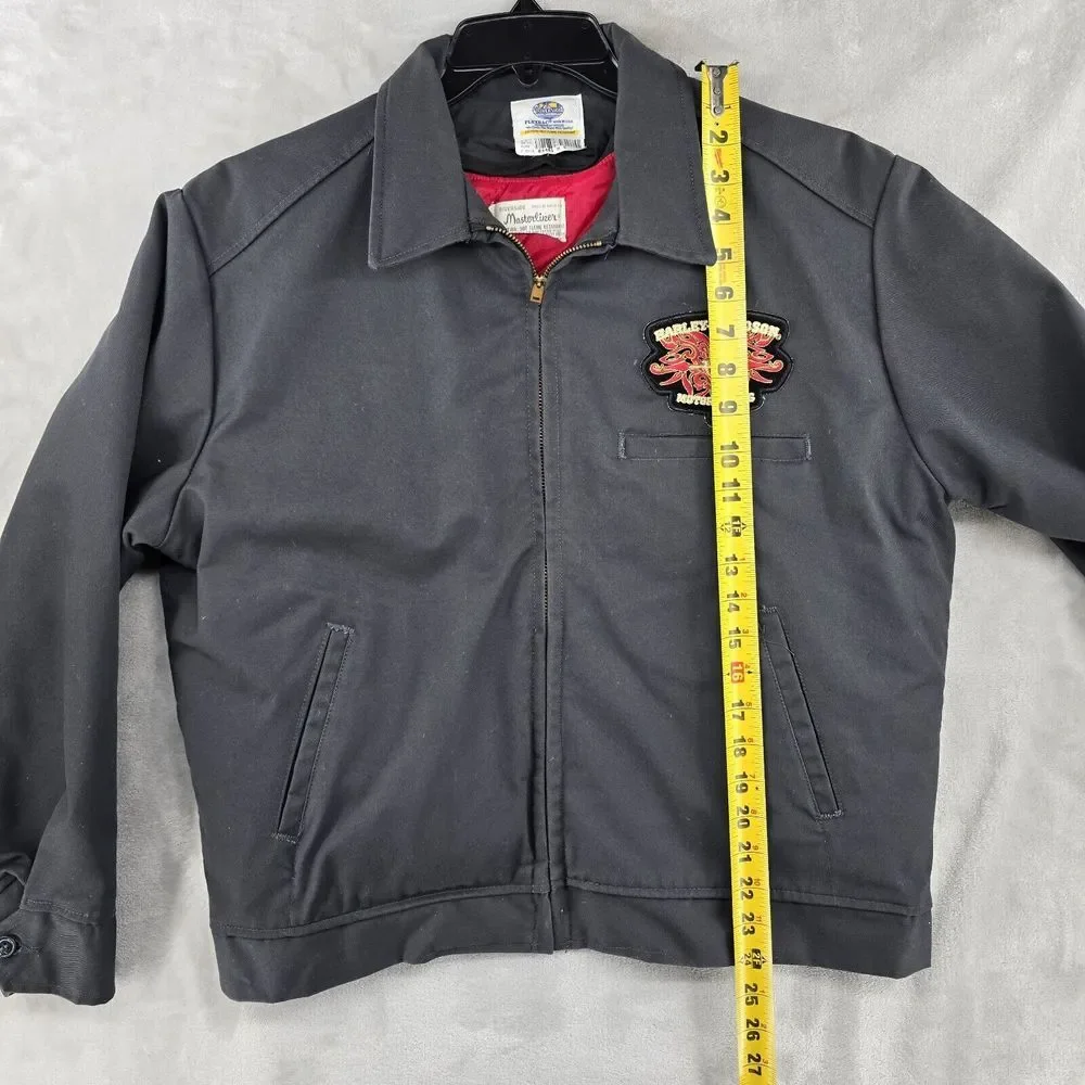 Rare 60s‎ Vintage Masterliner Black & Red Harley-David Zip Out Liner Coat Medium